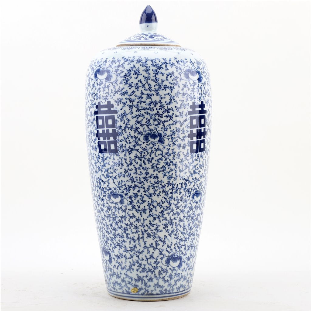 Danny's Fine Porcelain Double Happiness Long Melon Jar