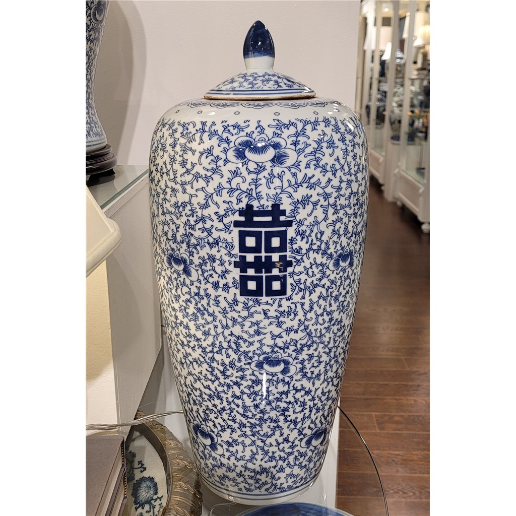 Danny's Fine Porcelain Double Happiness Long Melon Jar