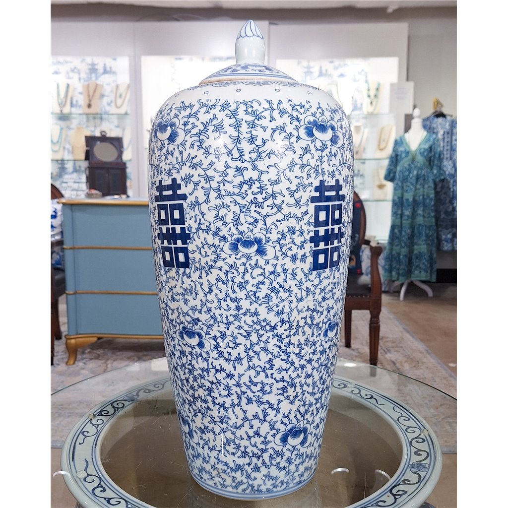 Danny's Fine Porcelain Double Happiness Long Melon Jar