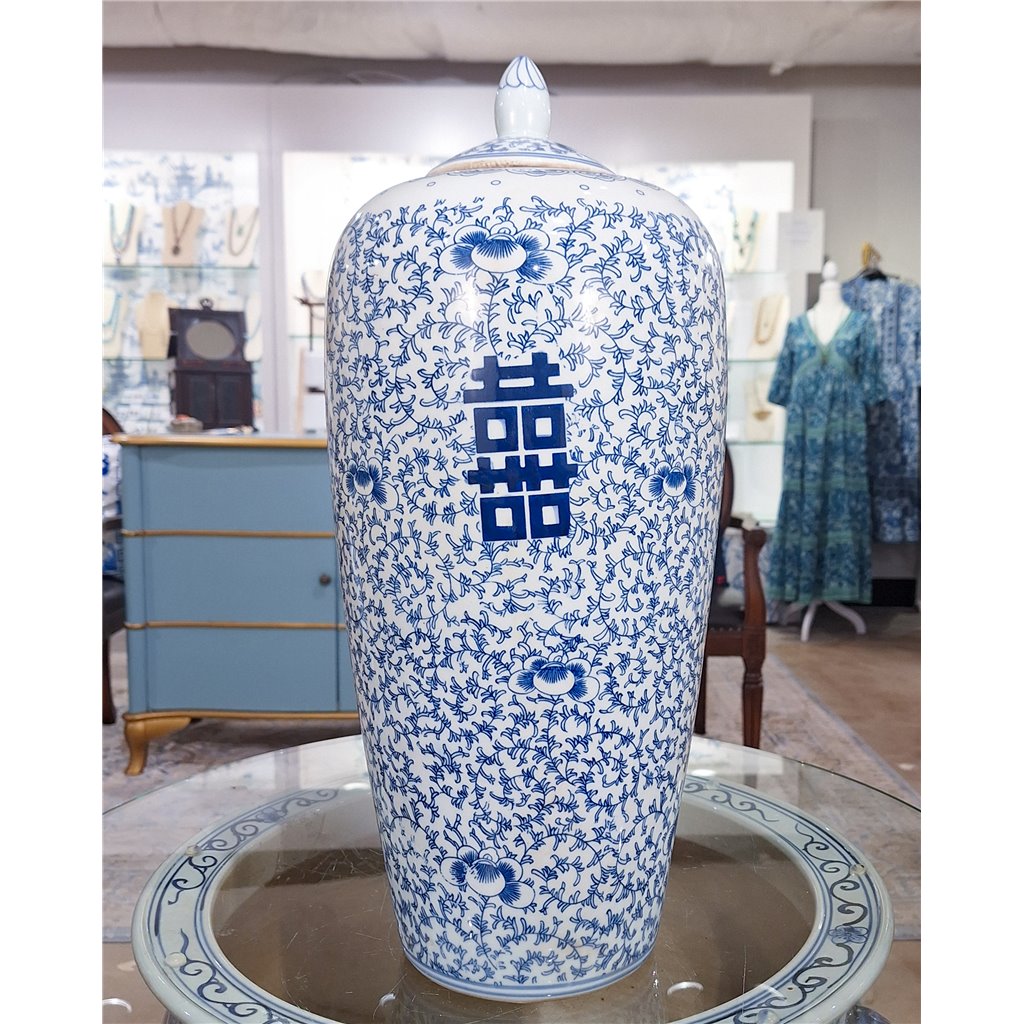 Danny's Fine Porcelain Double Happiness Long Melon Jar