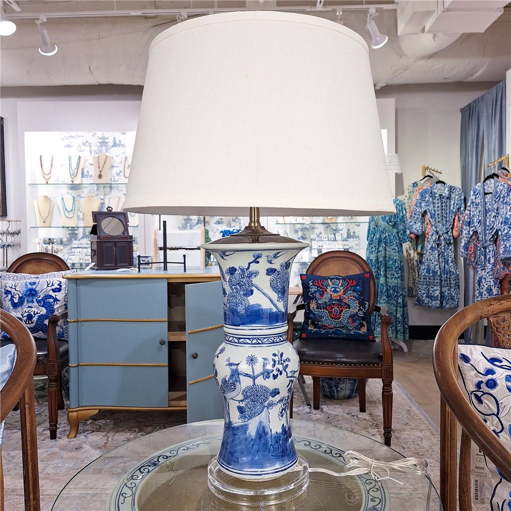Danny's Fine Porcelain Blue & White Flower Vase Lamp