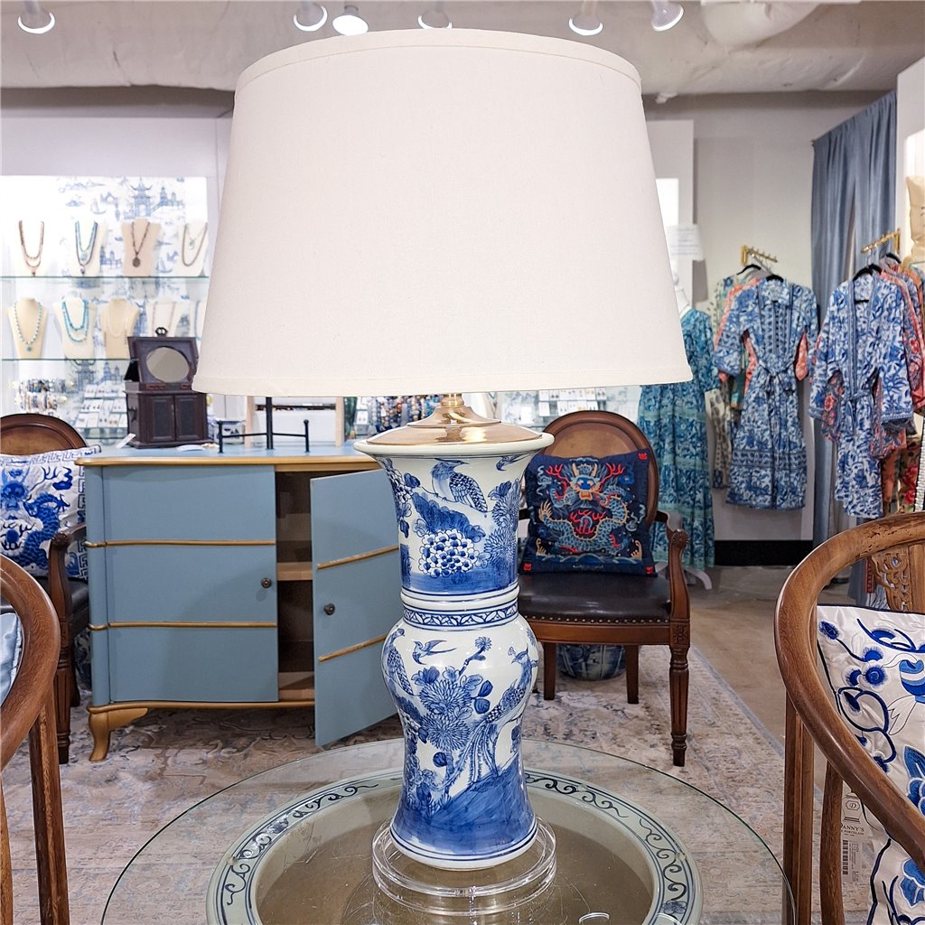 Danny's Fine Porcelain Blue & White Flower Vase Lamp