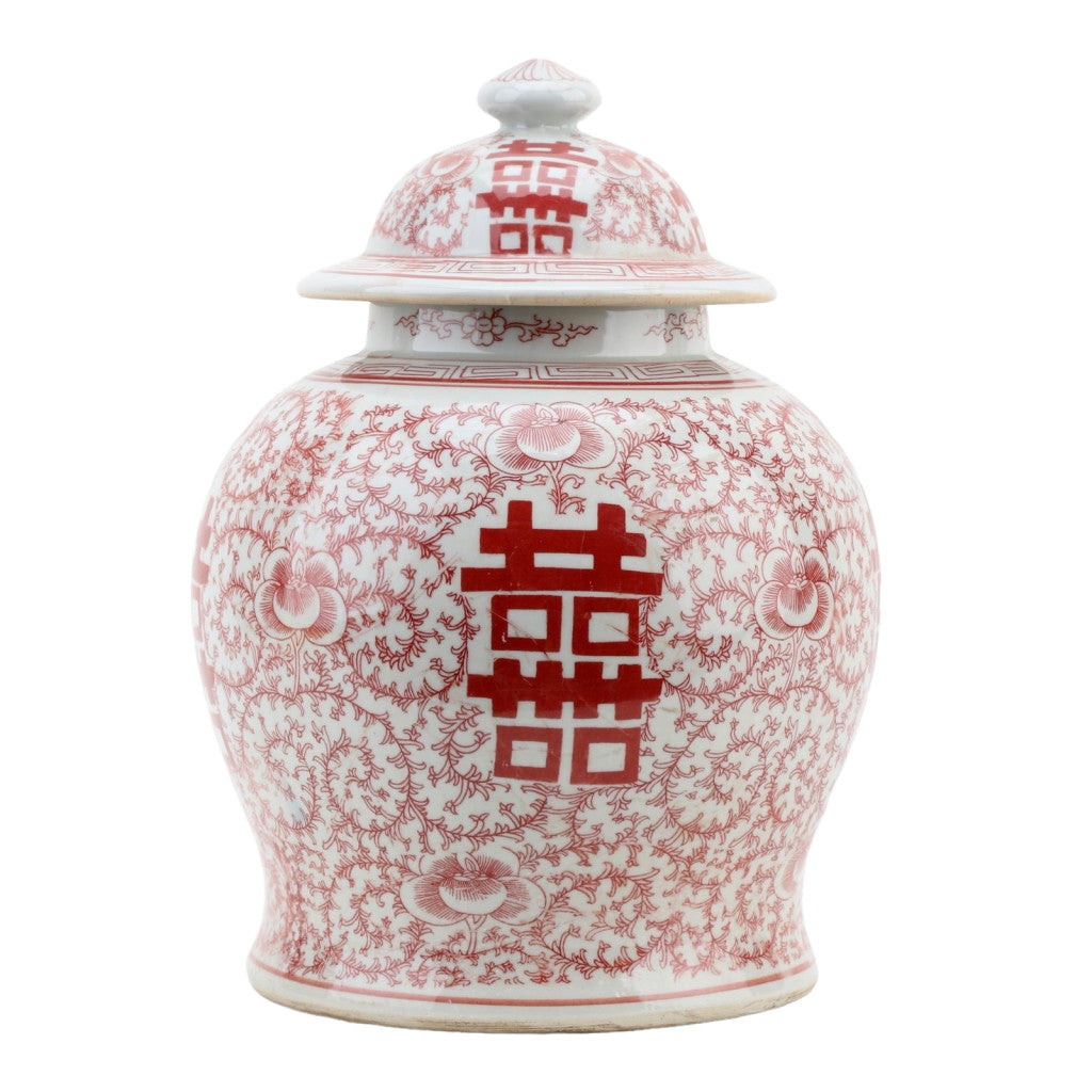 Danny's Fine Porcelain Jar - Double Happiness (salmon Color)
