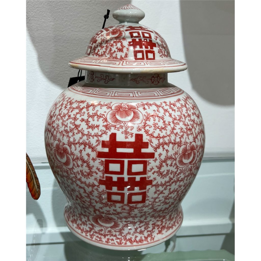 Danny's Fine Porcelain Jar - Double Happiness (salmon Color)