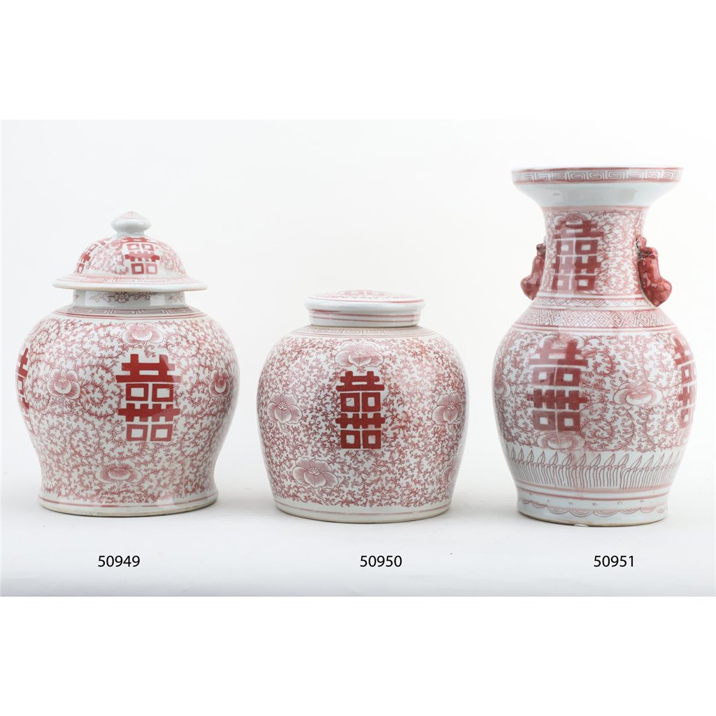 Danny's Fine Porcelain Jar - Double Happiness (salmon Color)