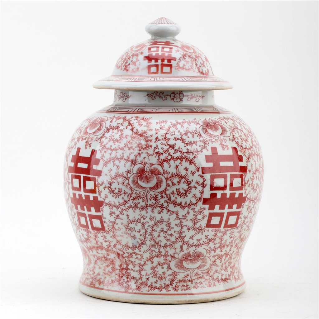 Danny's Fine Porcelain Jar - Double Happiness (salmon Color)