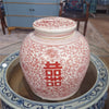 Danny's Fine Porcelain Large Bulb Jar - Double Happiness (salmon Color)