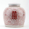 Danny's Fine Porcelain Large Bulb Jar - Double Happiness (salmon Color)