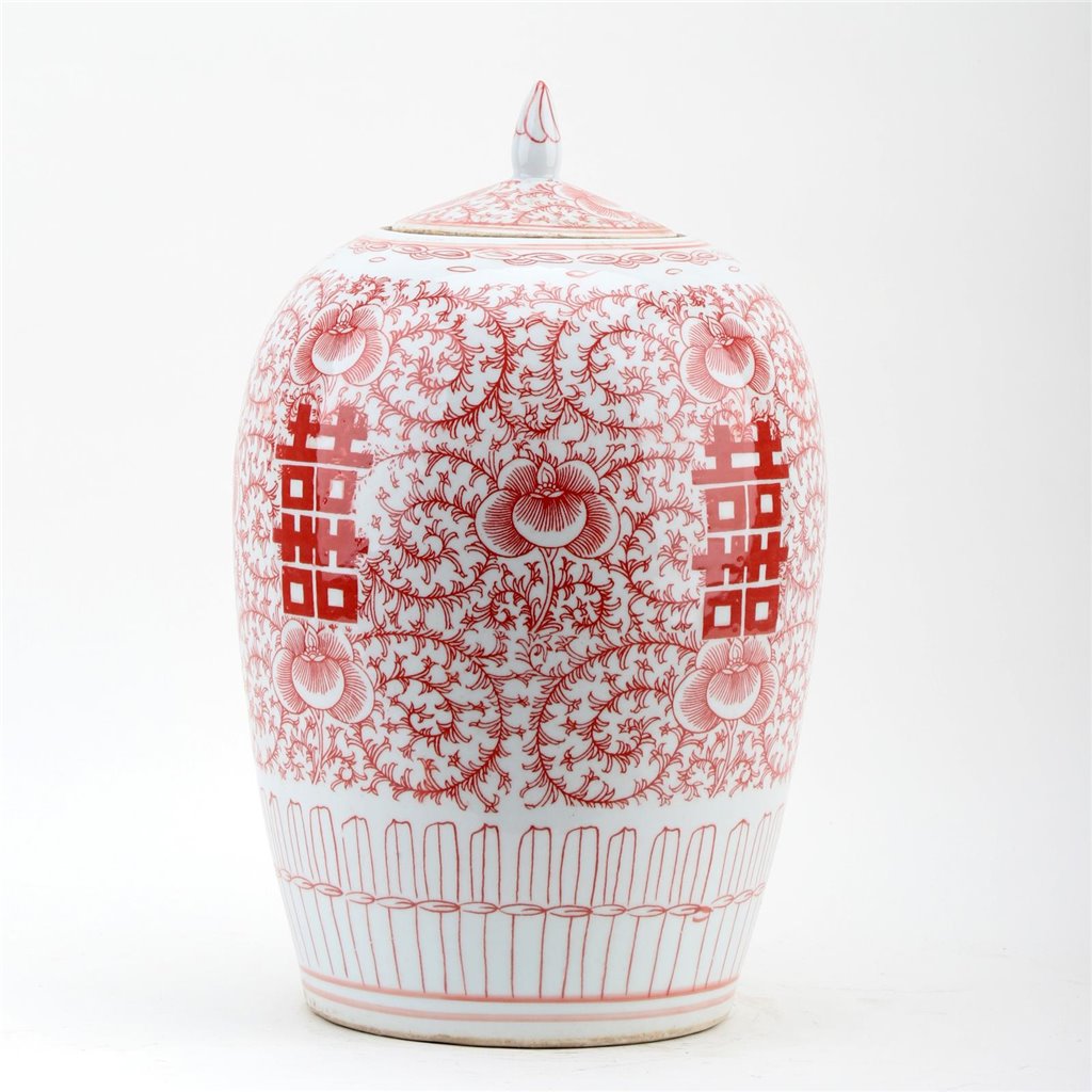 Danny's Fine Porcelain Jar - Double Happiness (salmon Color)