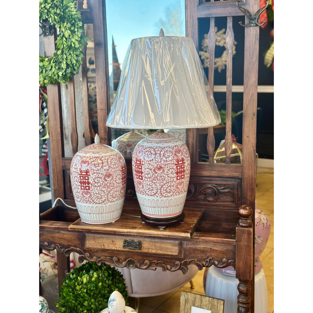 Danny's Fine Porcelain Jar - Double Happiness (salmon Color)