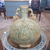 Danny's Fine Porcelain Moon Vase F Raised Medallion Design and Twin Curved Handles