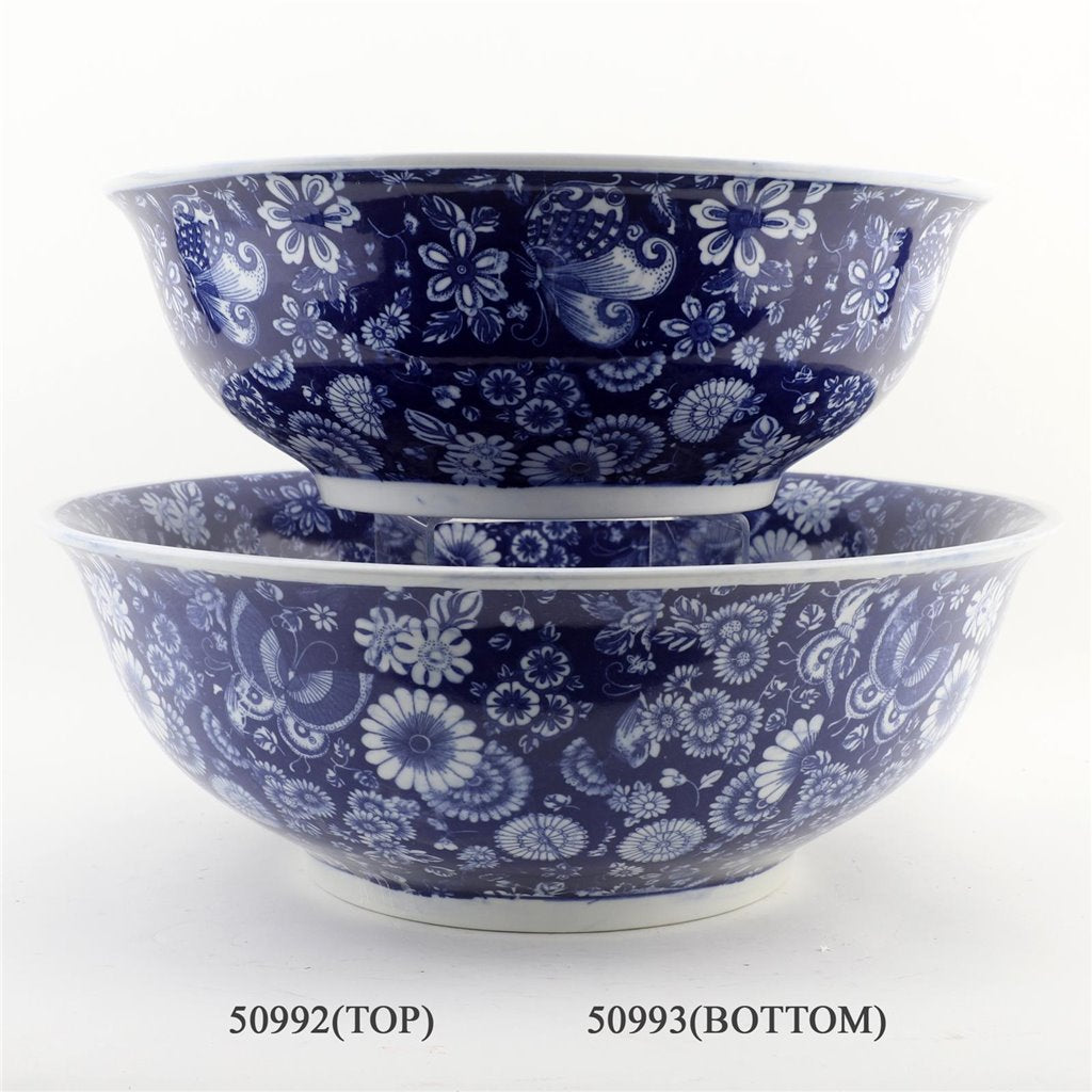 Danny's Fine Porcelain Bowl - Blue & White Floral and Butterflies