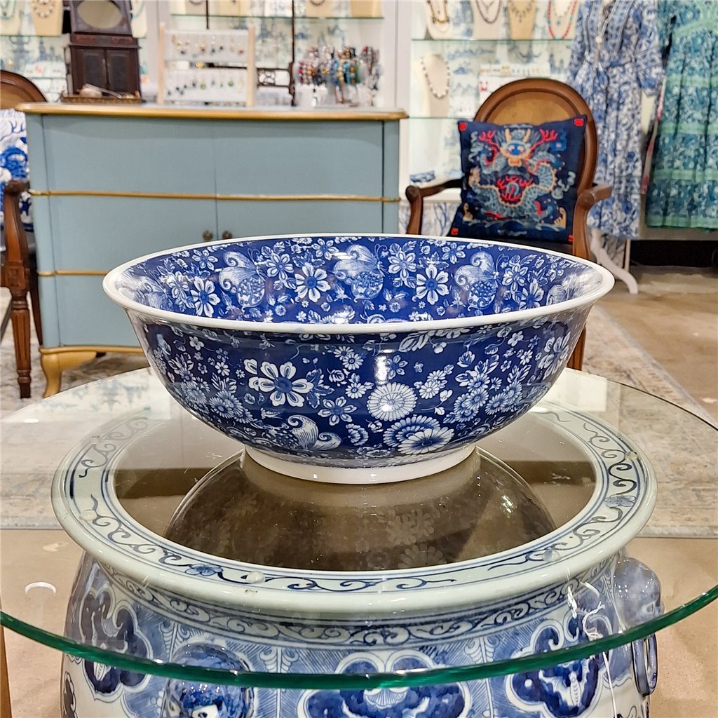 Danny's Fine Porcelain Bowl - Blue & White Floral and Butterflies