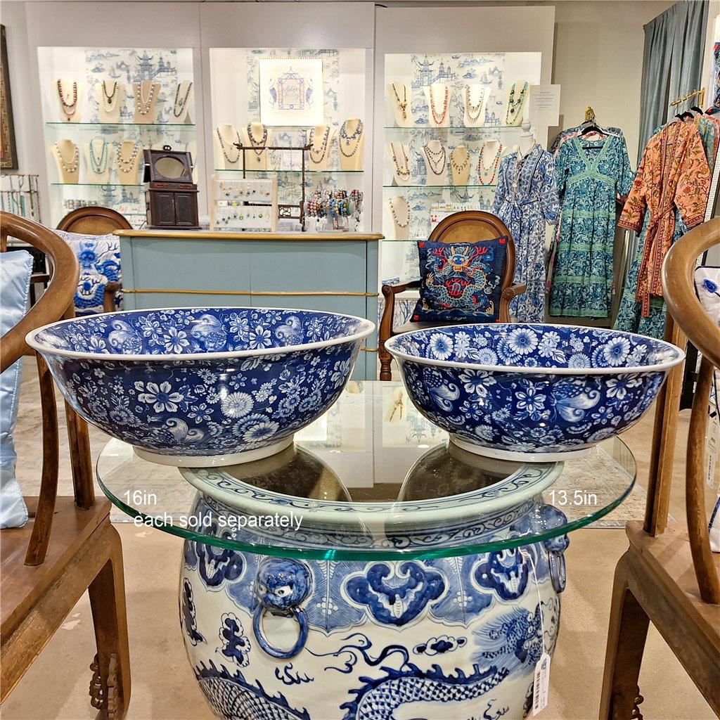 Danny's Fine Porcelain Bowl - Blue & White Floral and Butterflies