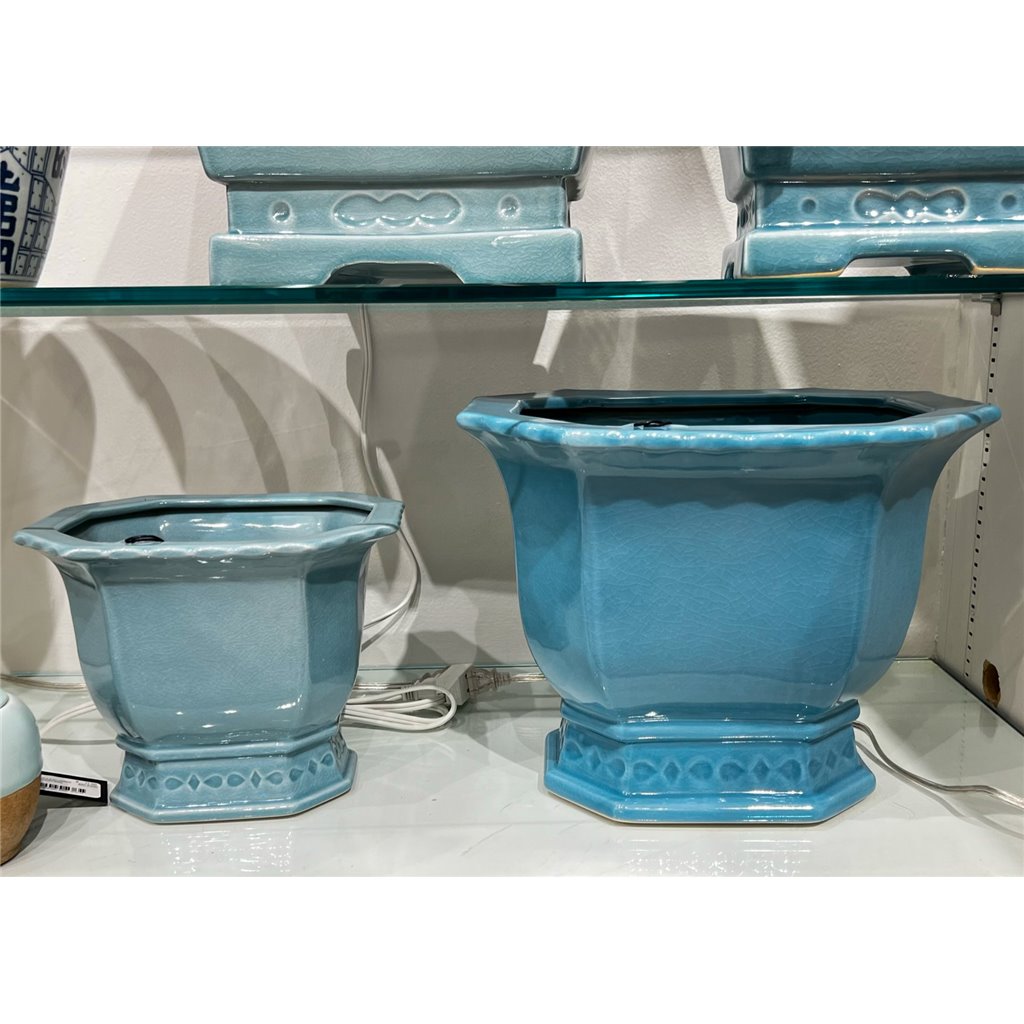 Danny's Fine Porcelain Porcelain Octagonal Footed Planter - Sky Blue (small)