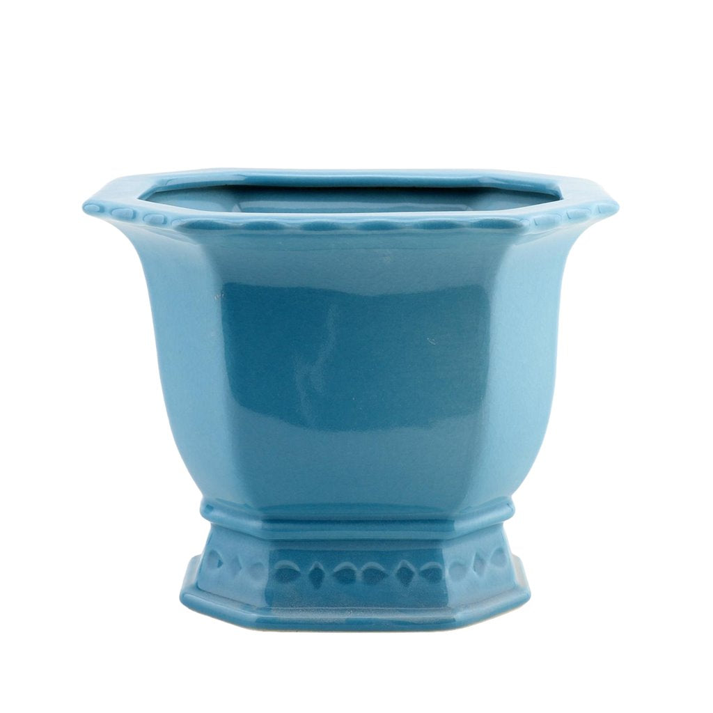 Danny's Fine Porcelain Porcelain Octagonal Footed Planter - Sky Blue (small)