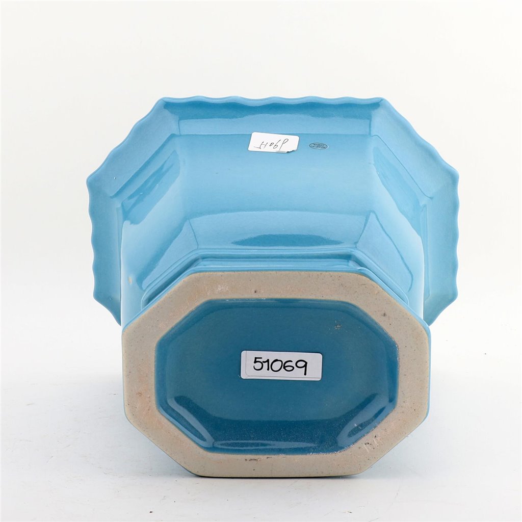 Danny's Fine Porcelain Porcelain Octagonal Footed Planter - Sky Blue (small)