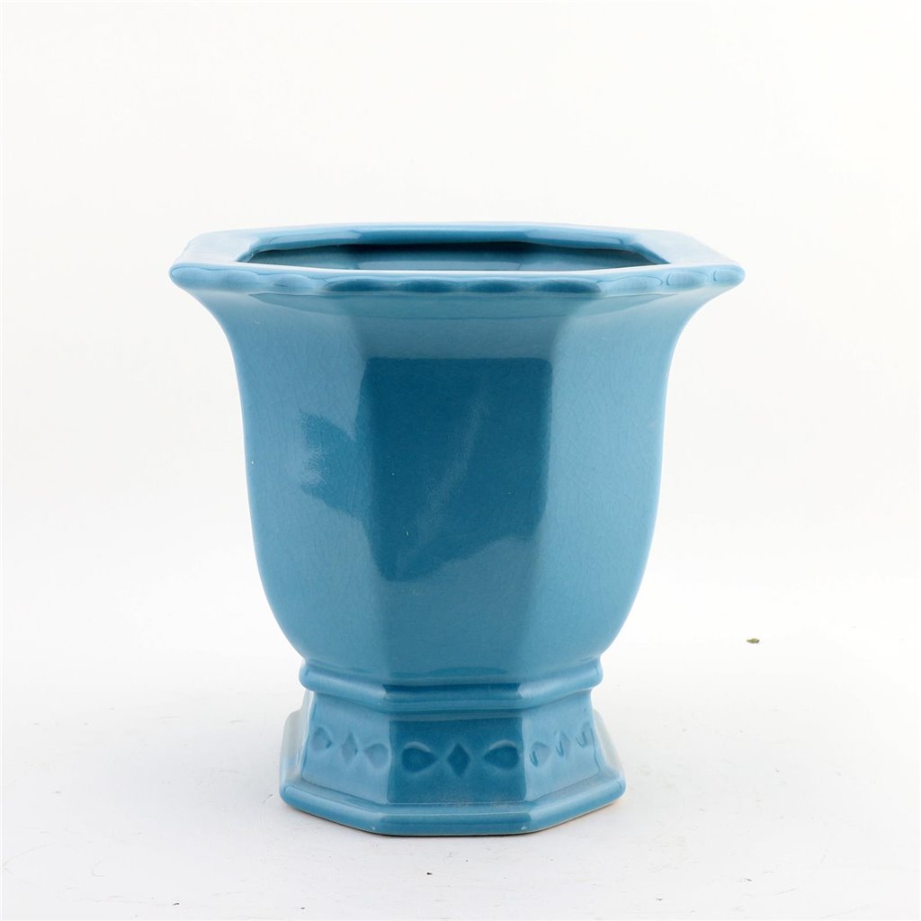 Danny's Fine Porcelain Porcelain Octagonal Footed Planter - Sky Blue (small)