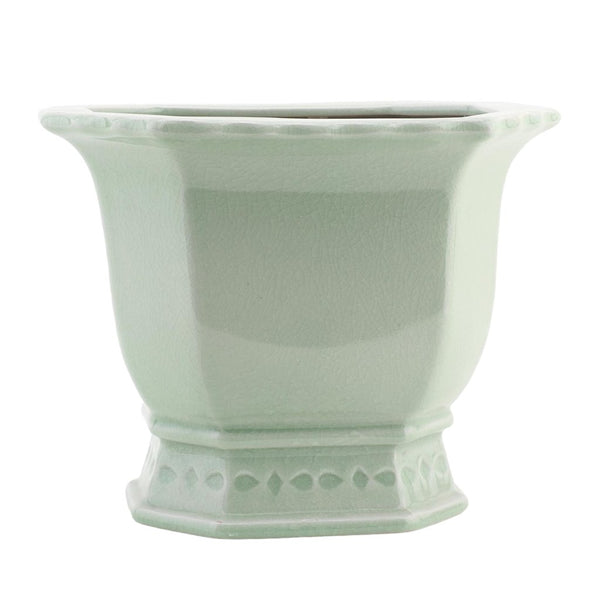 Danny's Fine Porcelain Octagonal Footed Planter - Light Green (small)