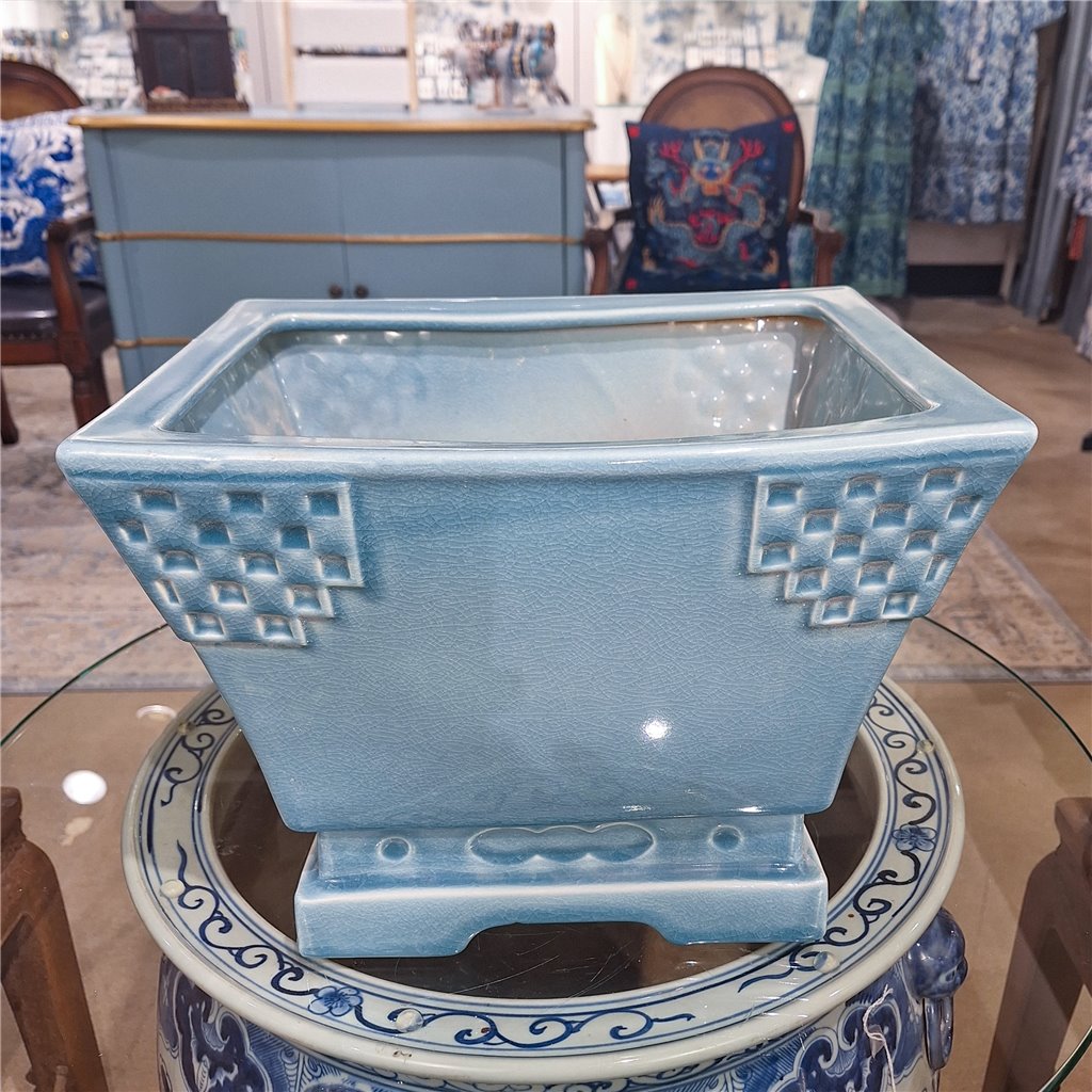 Danny's Fine Porcelain Porcelain Rectangular Planter - Sky Blue (large)