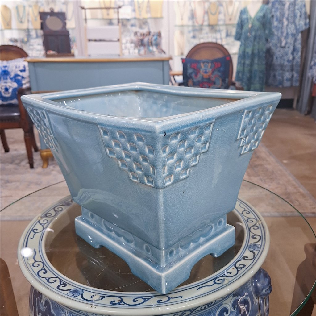 Danny's Fine Porcelain Porcelain Rectangular Planter - Sky Blue (large)