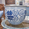 Danny's Fine Porcelain Round Planter - Blue & White Double Happiness