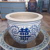 Danny's Fine Porcelain Round Planter - Blue & White Double Happiness