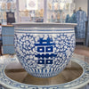 Danny's Fine Porcelain Round Planter - Blue & White Double Happiness
