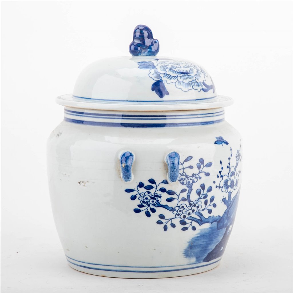 Danny's Fine Porcelain Round Cover Lid Jar - Floral & Bird