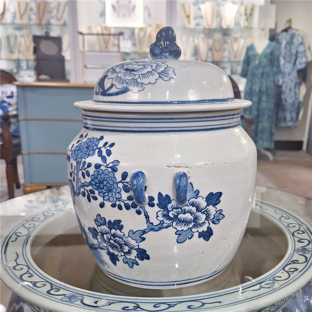 Danny's Fine Porcelain Round Cover Lid Jar - Floral & Bird
