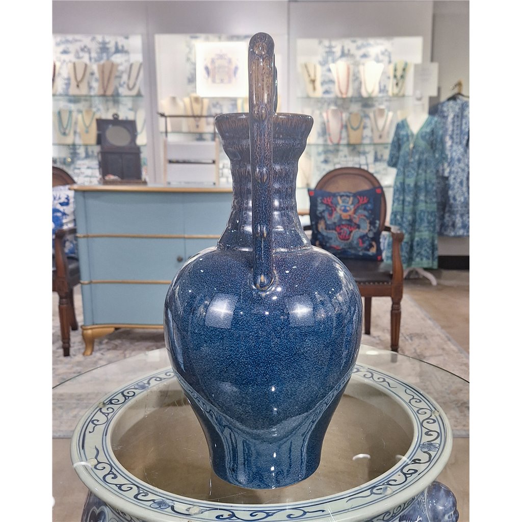 Danny's Fine Porcelain Double Dragon Handle Vase-Cobalt Blue