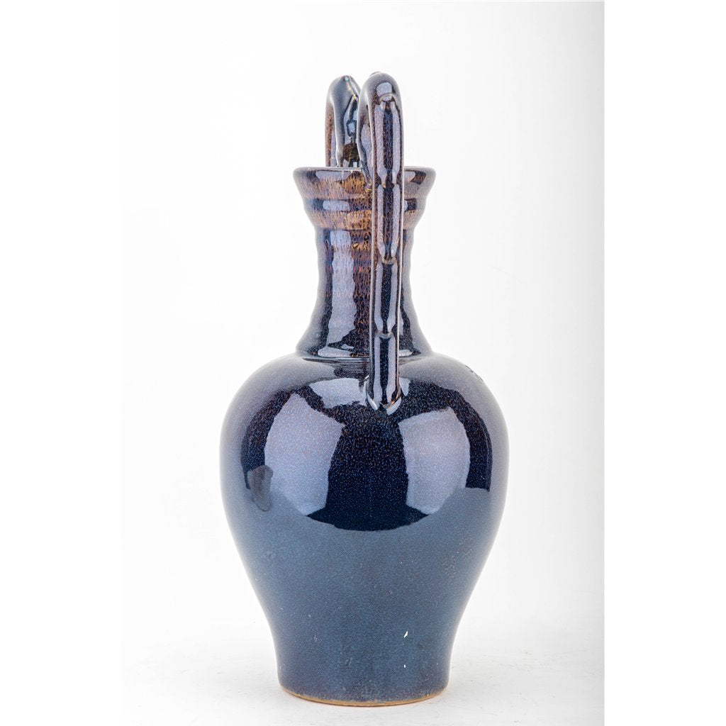 Danny's Fine Porcelain Double Dragon Handle Vase-Cobalt Blue