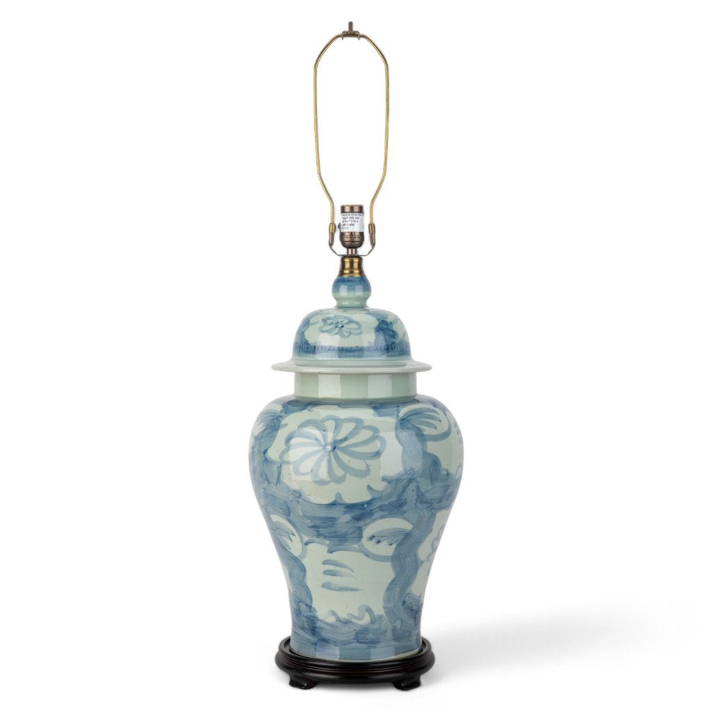Danny's Fine Porcelain Porcelain Temple Jar Lamp - Blue & White Mud Stepping Style