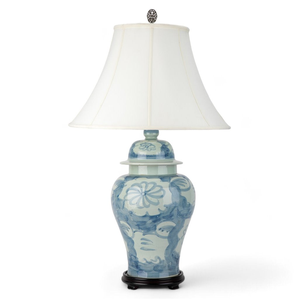 Danny's Fine Porcelain Porcelain Temple Jar Lamp - Blue & White Mud Stepping Style