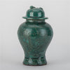 Danny's Fine Porcelain Green Lidded Peach Lid Temple Jar Majestic Bird Pattern