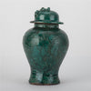 Danny's Fine Porcelain Green Lidded Peach Lid Temple Jar Majestic Bird Pattern