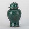 Danny's Fine Porcelain Green Lidded Peach Lid Temple Jar Majestic Bird Pattern