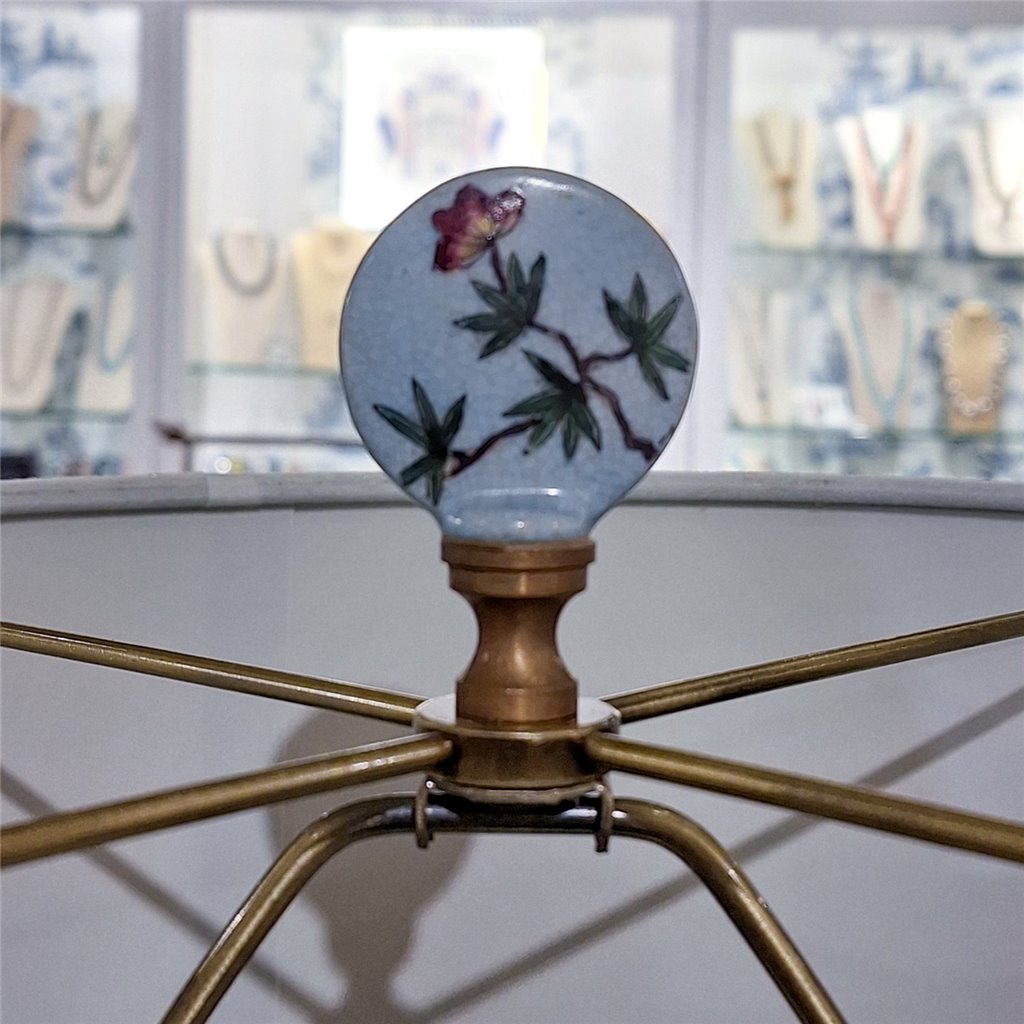Danny's Fine Porcelain Ball Vase Lamp - Blue and Crane (acrylic Stand)