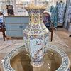 Danny's Fine Porcelain Red Porcelain Hexagonal Vase – Bird & Floral Motif