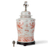 Danny's Fine Porcelain Lidded Jar Lamp- Light Red Dragon