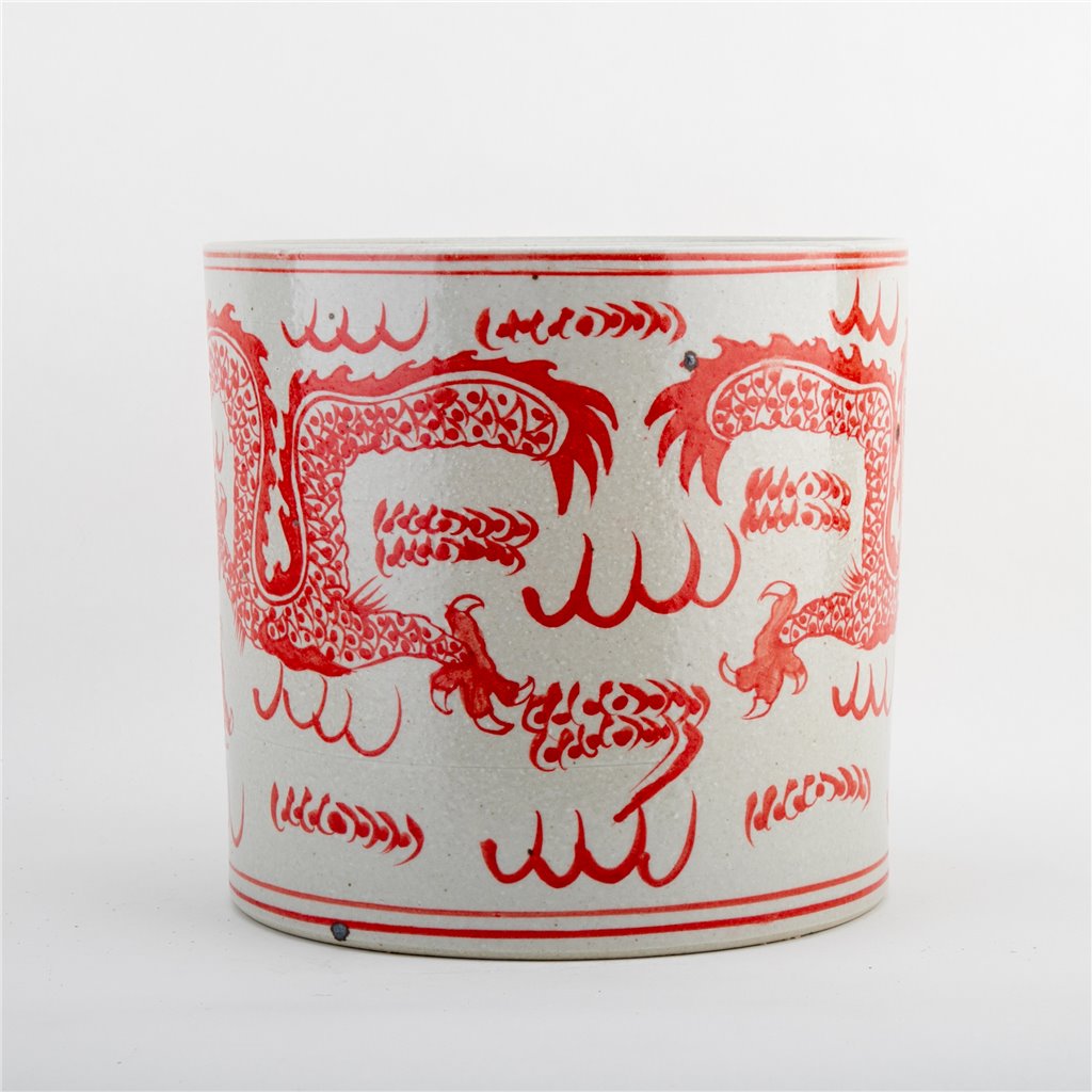 Danny's Fine Porcelain Cylinder Basin Light Red Dragon