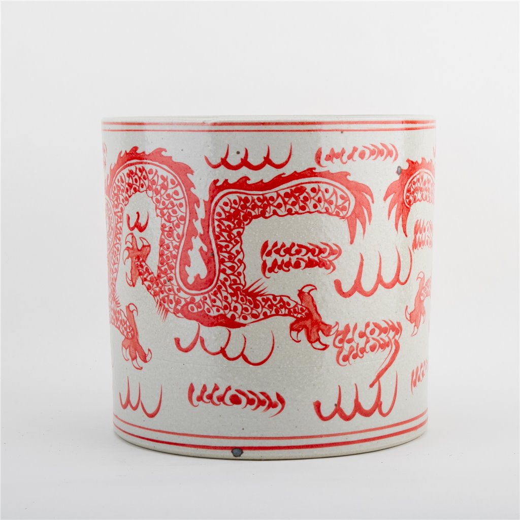 Danny's Fine Porcelain Cylinder Basin Light Red Dragon