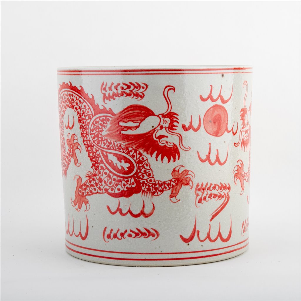 Danny's Fine Porcelain Cylinder Basin Light Red Dragon