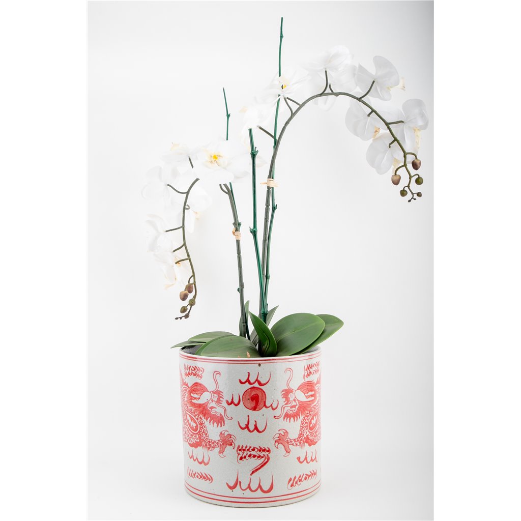 Danny's Fine Porcelain Cylinder Basin Light Red Dragon
