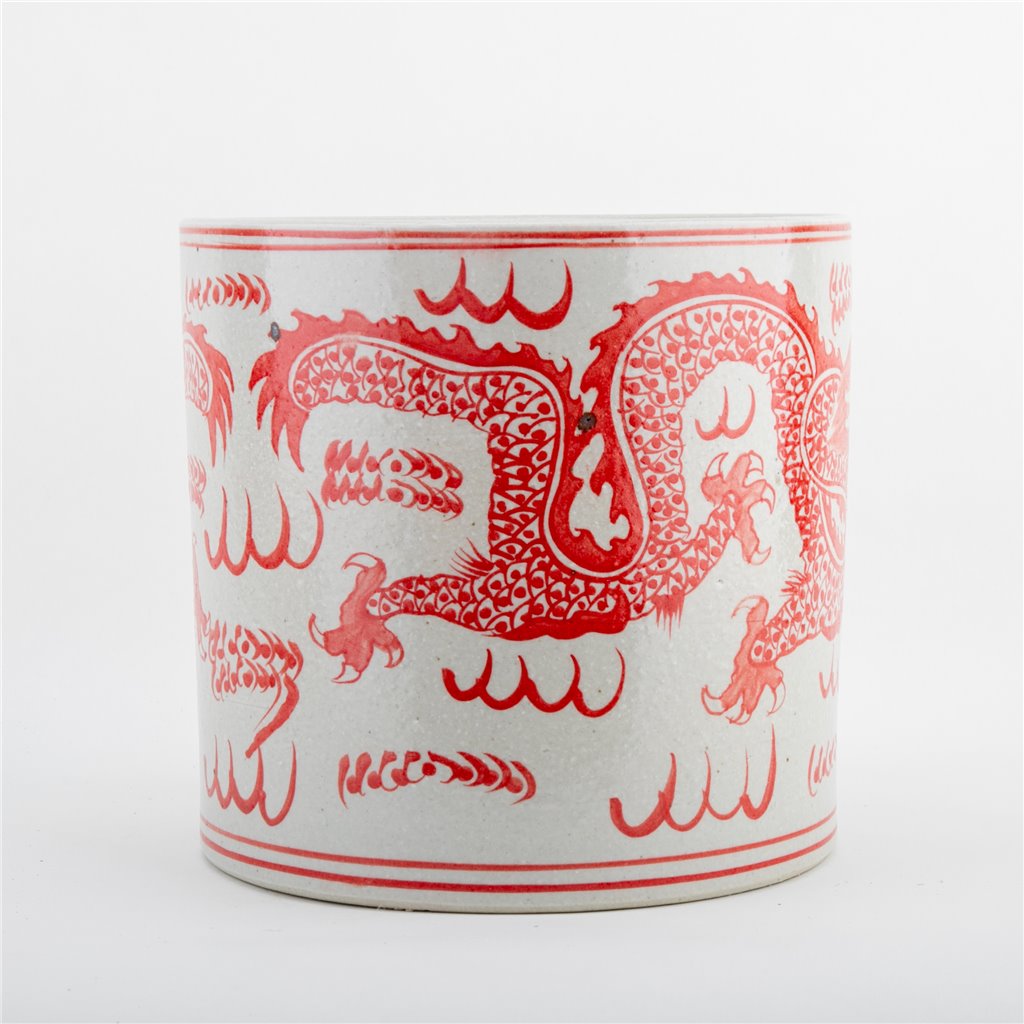 Danny's Fine Porcelain Cylinder Basin Light Red Dragon