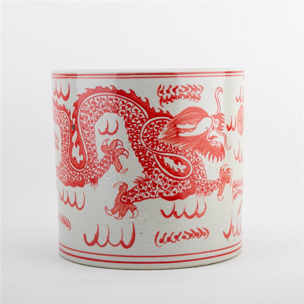 Danny's Fine Porcelain Cylinder Basin Light Red Dragon