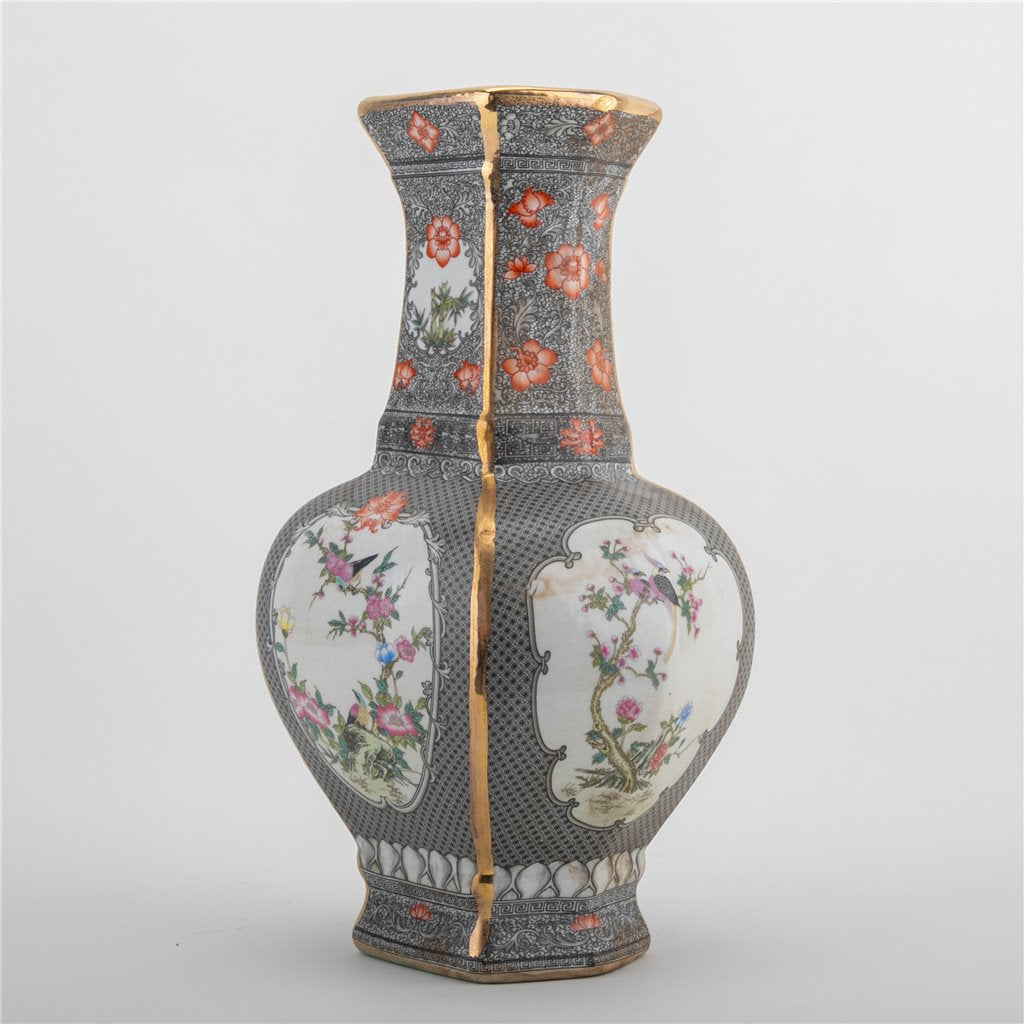 Danny's Fine Porcelain Rectangular Vase Dark Bird