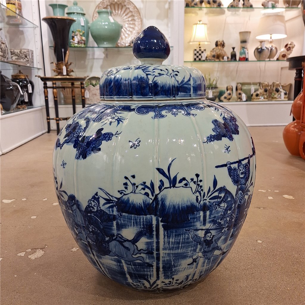 Danny's Fine Porcelain Hand Made Apple Shape Lidded Round Jar Blue & White Apple Jar