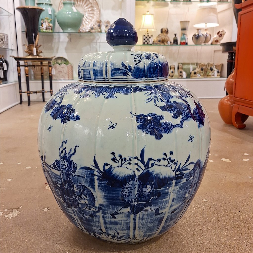 Danny's Fine Porcelain Hand Made Apple Shape Lidded Round Jar Blue & White Apple Jar