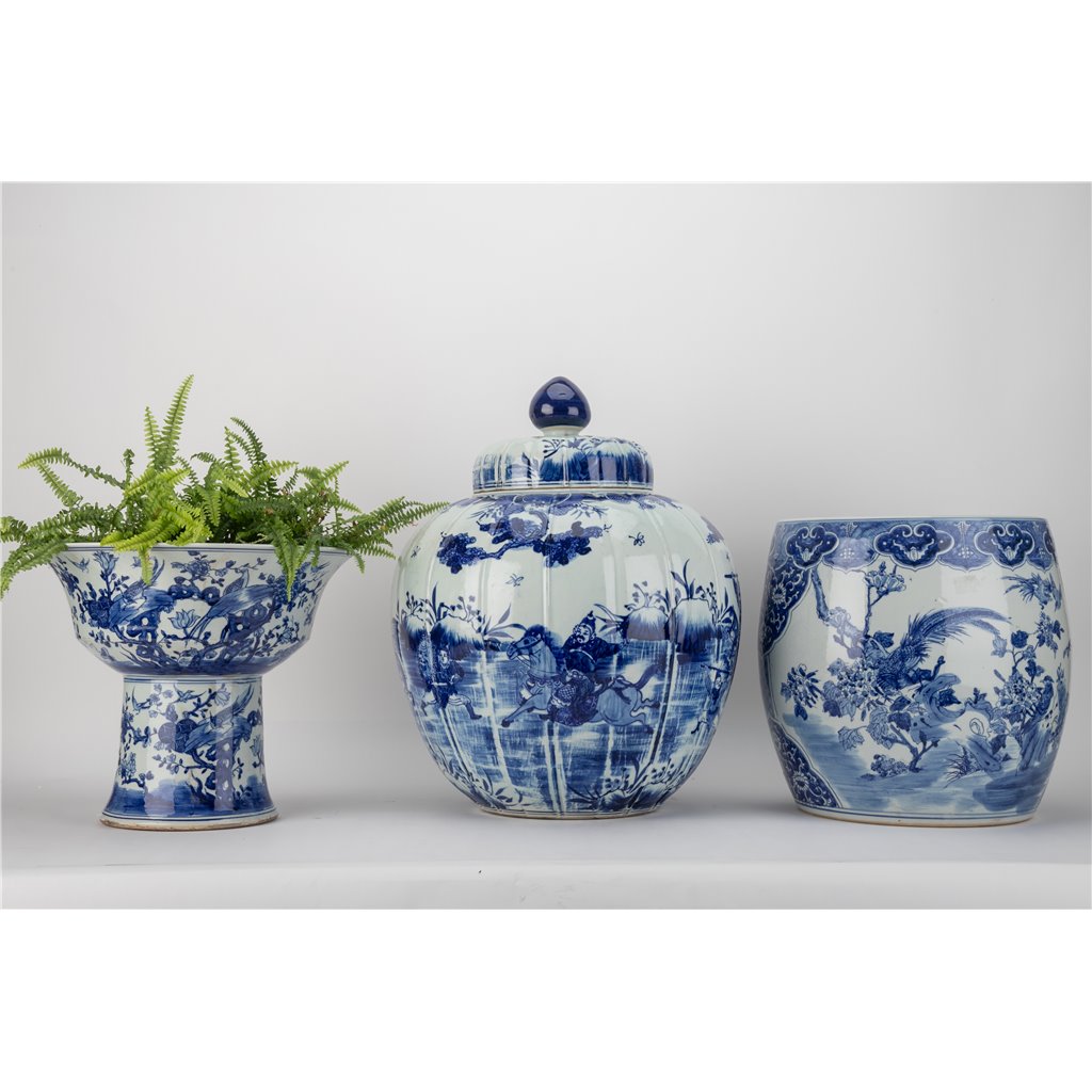 Danny's Fine Porcelain Hand Made Apple Shape Lidded Round Jar Blue & White Apple Jar